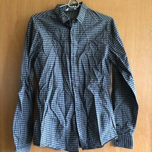 Eleven Paris Black Checkered Dress Shirt, Size S
